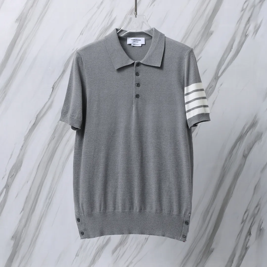 ：M 26（TB POLO ） THOM BROWNE TB POLO Classic Breathable Authentic Quality + Authentic + Same Style Size：0/1/2/3/4 ：White/Black/Navy Blue/Light Gray/Dark Gray